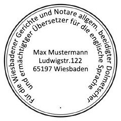 Übersetzerstempel · Dolmetscherstempel · für die Gerichte und Notare beeidigter Dolmetscher und ermächtigter Übersetzer