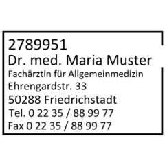 30x45 Stempel Kassenarztstempel Arztstempel Rahmen geöffnet Facharzt Allgemeinarzt Arztnummer Adresse