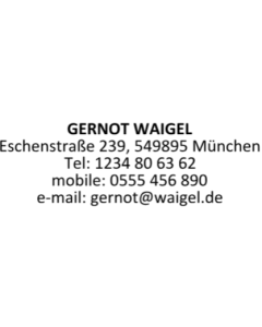 Stempel Adresse Anschrift Telefonnummer email e-mail Messestempel