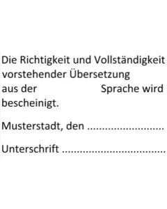 Beglaubigungsstempel Übersetzung · Bescheinigungsstempel · Übersetzerstempel