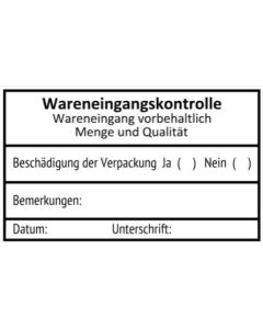 Stempel Wareneingangskontrolle Wareneingang vorbehaltlich Menge und Qualität Beschädigung der Verpackung