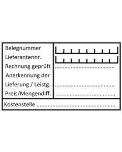 Stempel Buchung Wareneingang Belegnummer Lieferantennummer Rechnung Anerkennung Lieferung Preis Mengendifferenz Kostenstelle