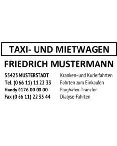 Stempel Taxis Fahrservice Chauffeur Service Transfer Fahrdienst