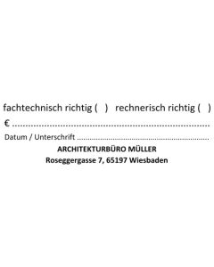 Stempel fachtechnisch rechnerisch richtig Architekt Ingenieurbüro Konstruktion Konstrukteur Begleitdokumentation Entwickler Produktdesigner Systemplaner