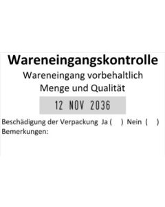 Datumstempel Wareneingangskontrolle Menge Qualität Beschädigung Bemerkung