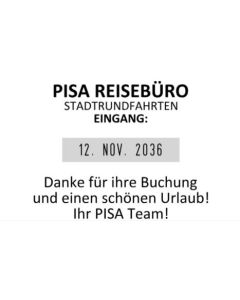 35x55mm · Datumstempel Reisebüro Stadtrundfahrt Eingang Buchung Urlaub Team