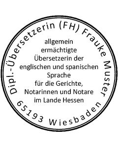 Rundstempel · allgemein ermächtigte Übersetzer für die Gerichte, Notarinnen und Notate im Lande