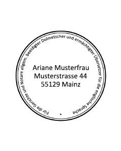 Übersetzerstempel · Für die Gerichte und Notare allgem. beeidigter Dolmetscher und ermächtigter Übersetzer